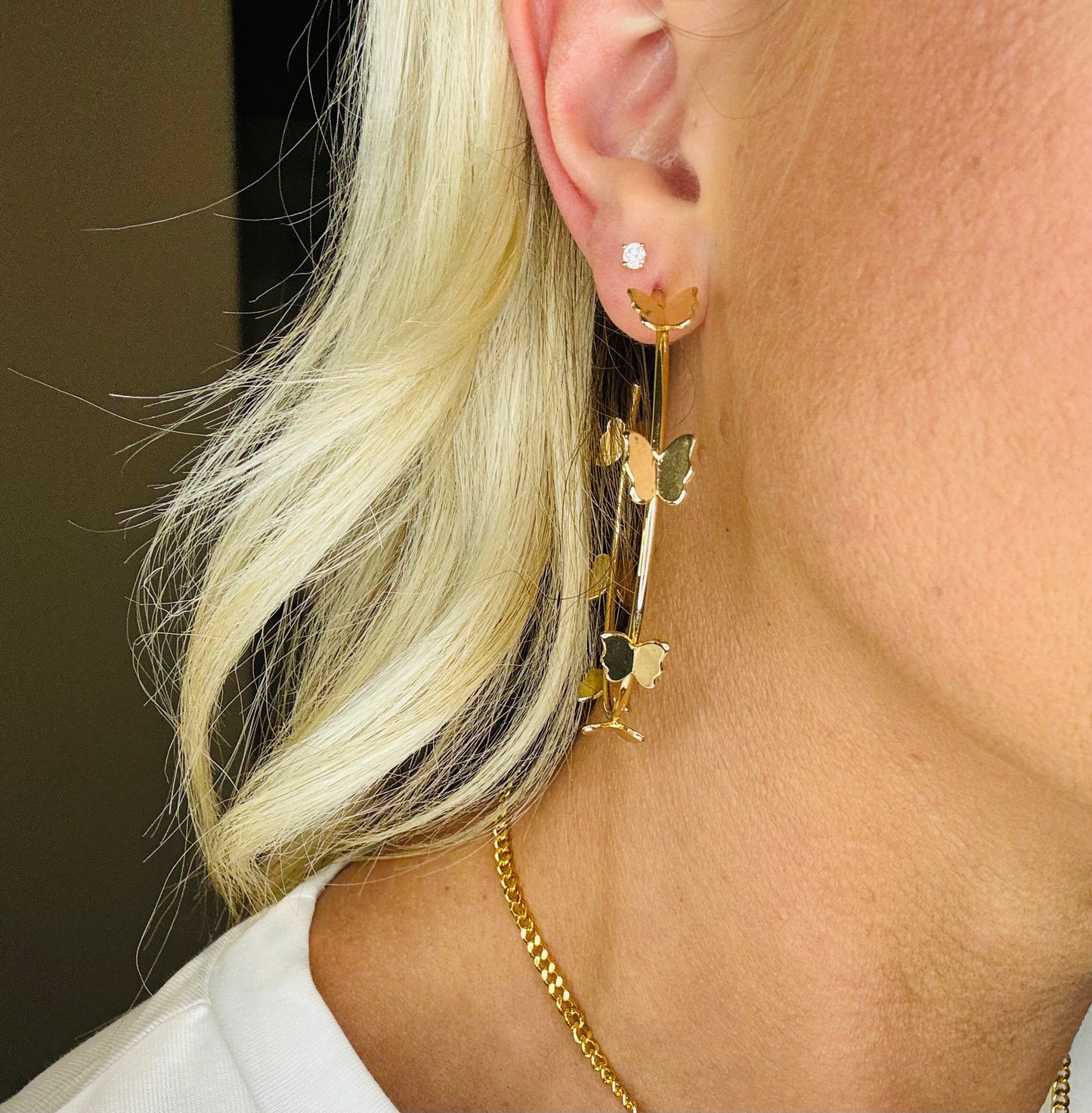 Gold Butterfly Hoops