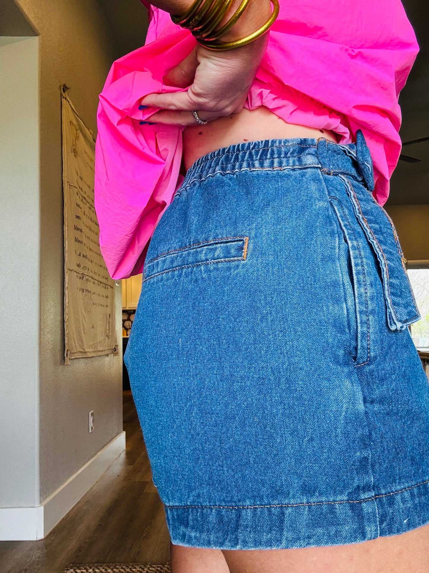 Denim Buckle Skort