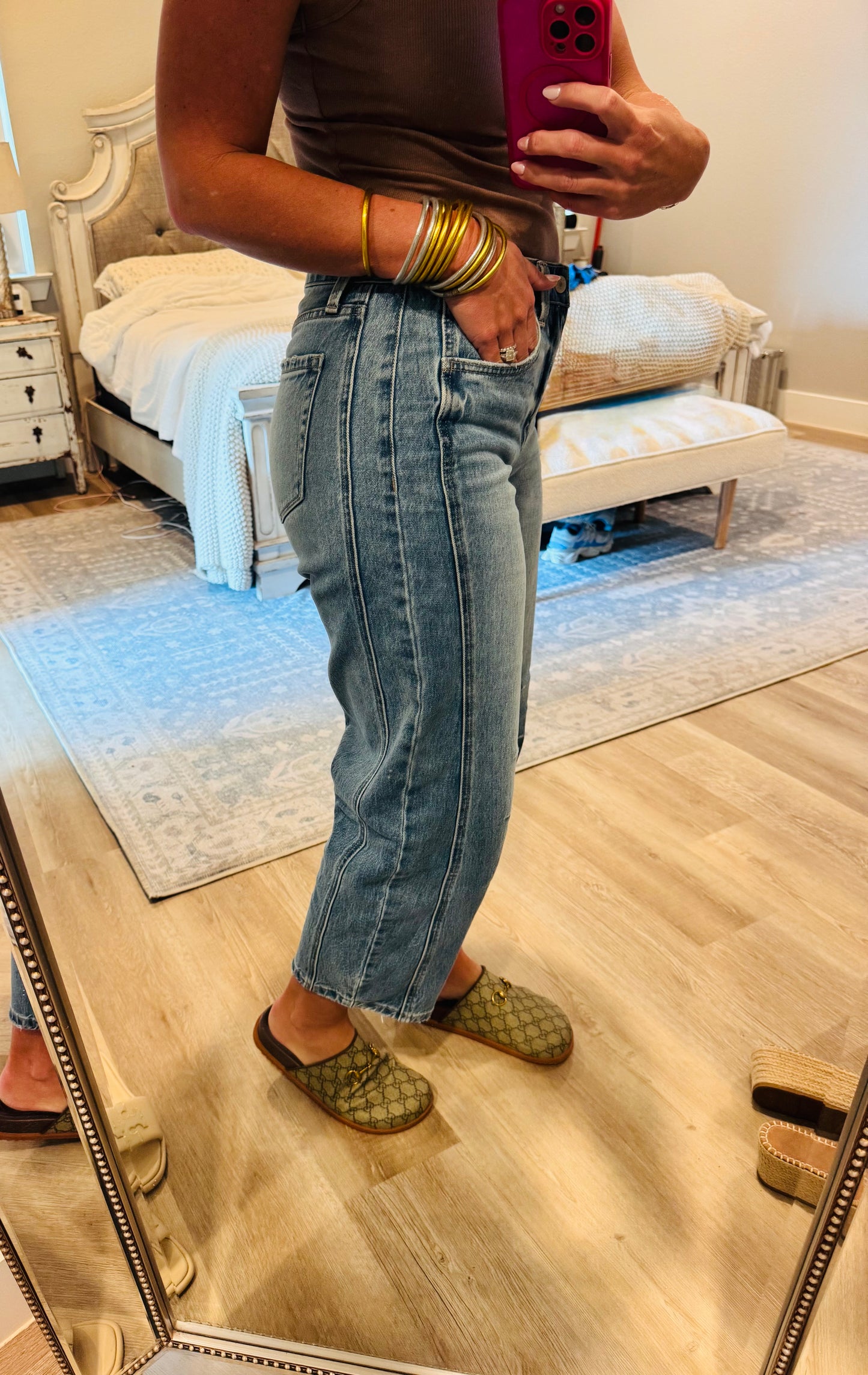 High Rise Vervet Barrel Jeans