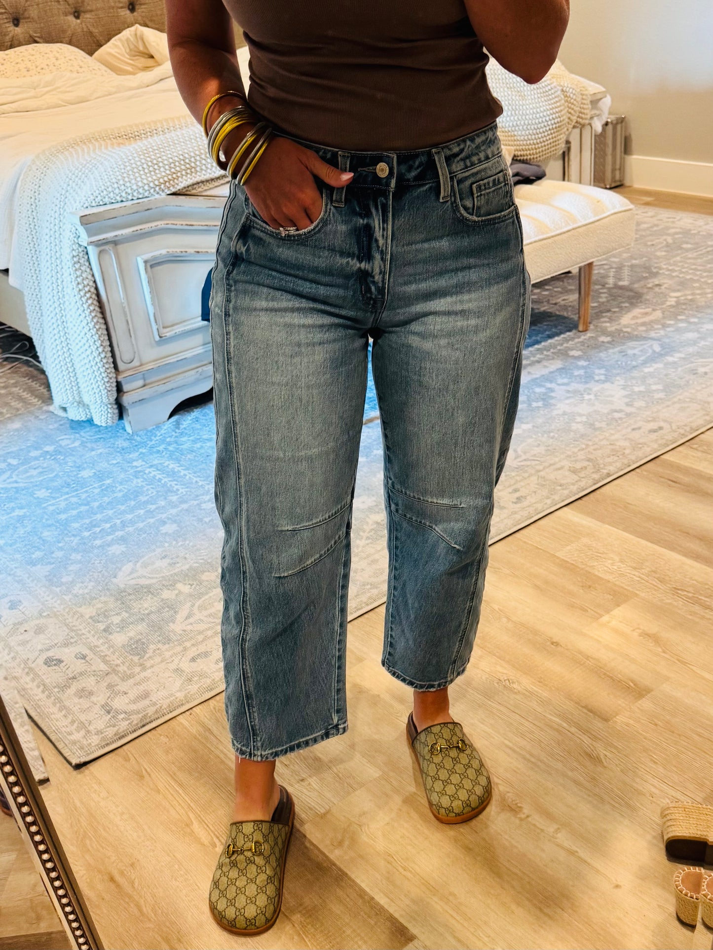 High Rise Vervet Barrel Jeans