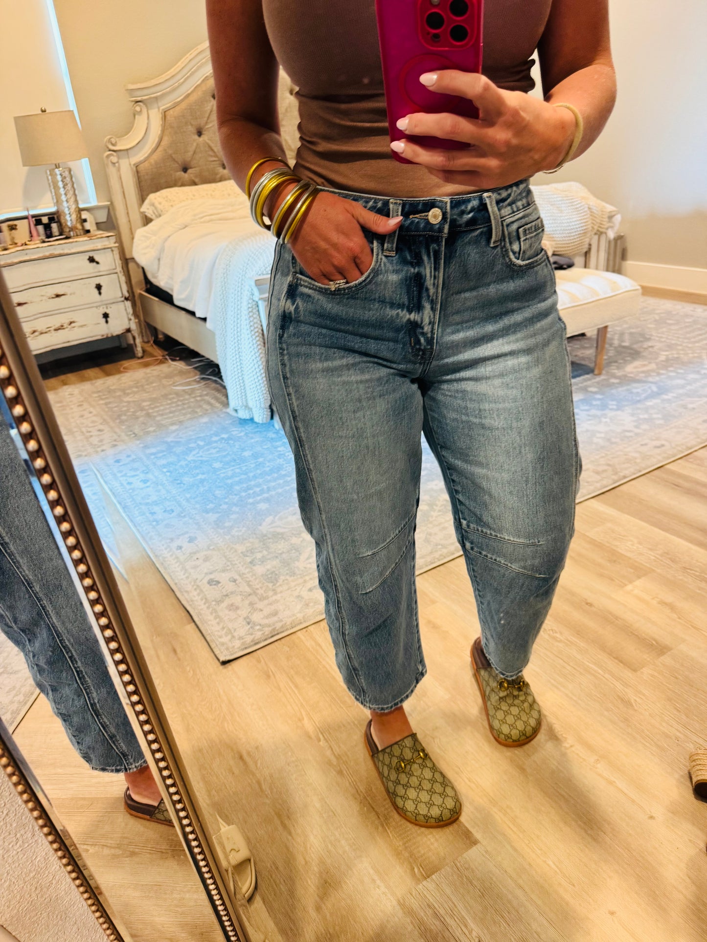 High Rise Vervet Barrel Jeans