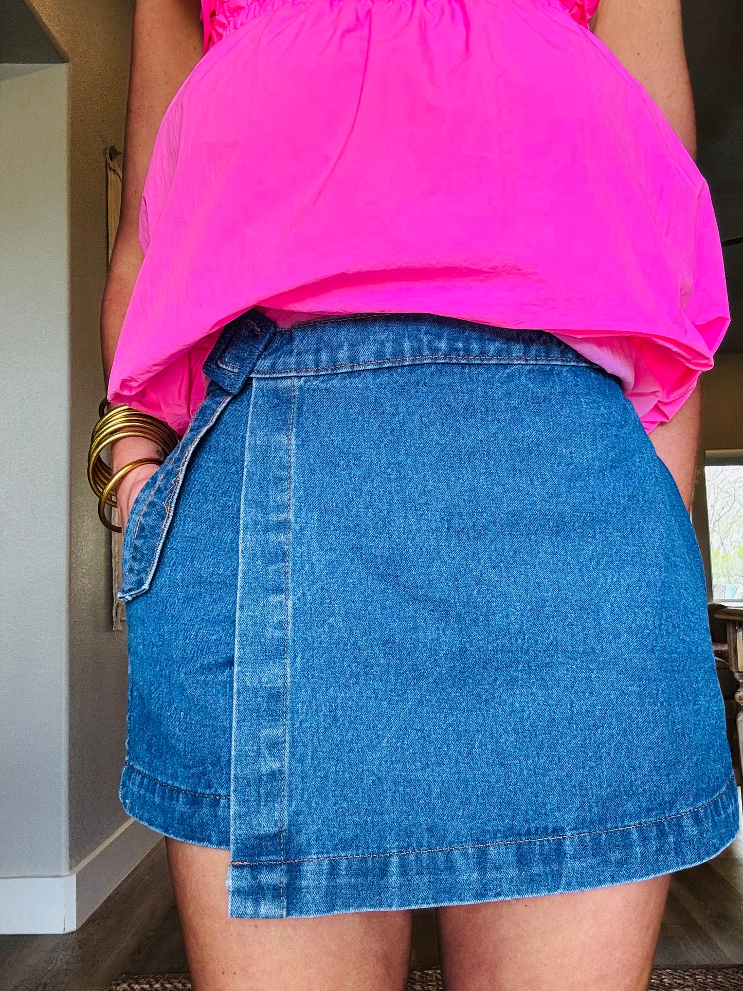 Denim Buckle Skort