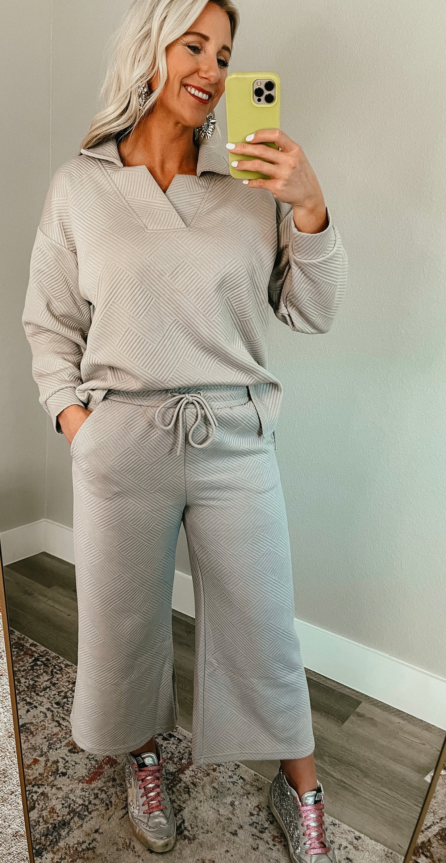 Kate Textured Crop Pant- Oatmeal