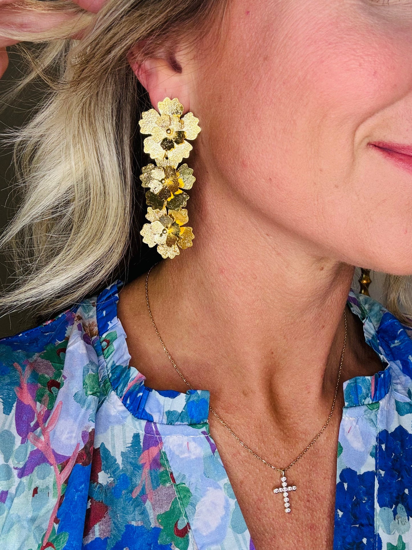 Gold Foil Flower Earrings