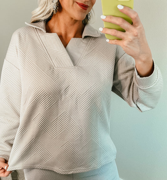 Kate Textured Top- Oatmeal