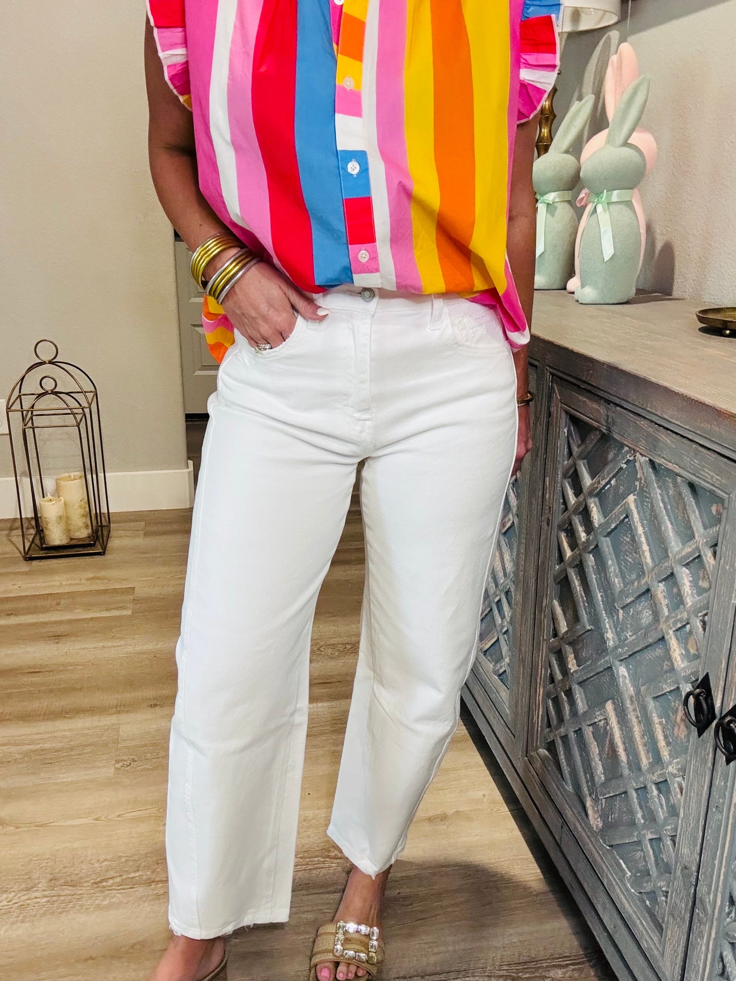 Super High Barrel Jeans-White