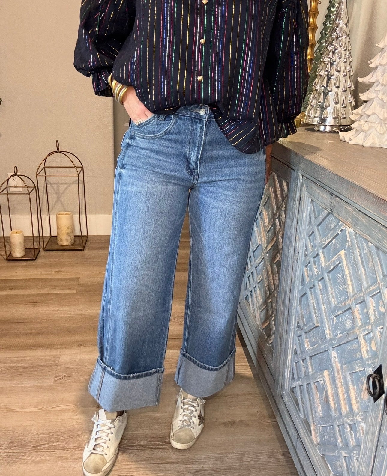 Risen Super High Cuffed Jeans