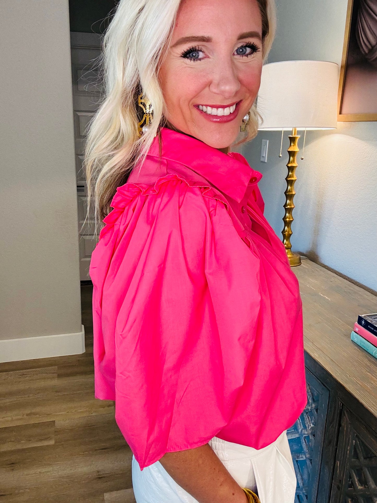 Hot Pink Ruffle Top