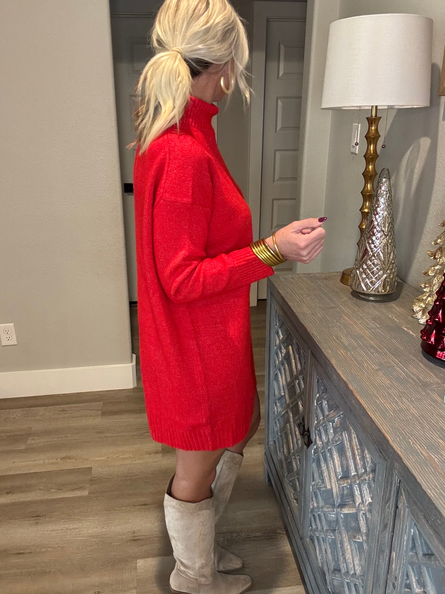 Hollyn Red Sweater Dress