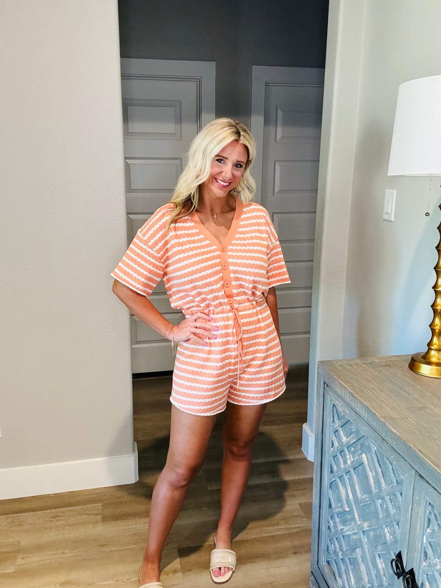 Salmon Crochet Romper