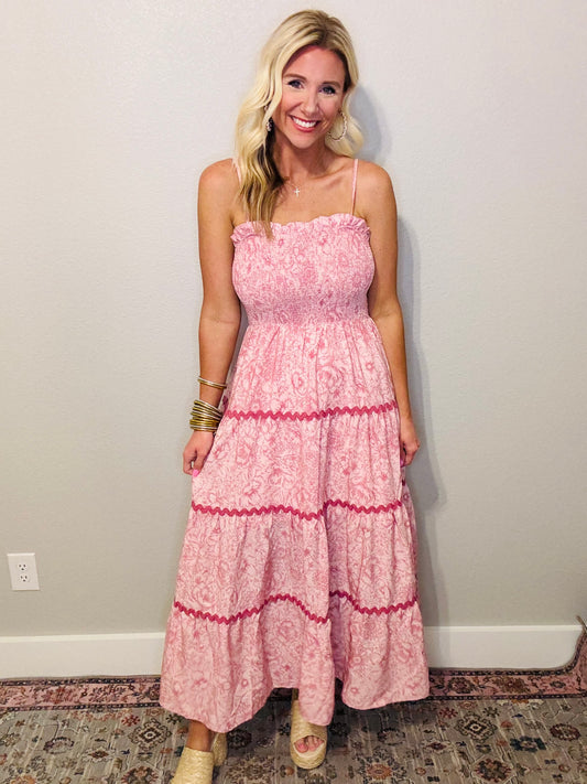 Pink Ric Rac Floral Maxi