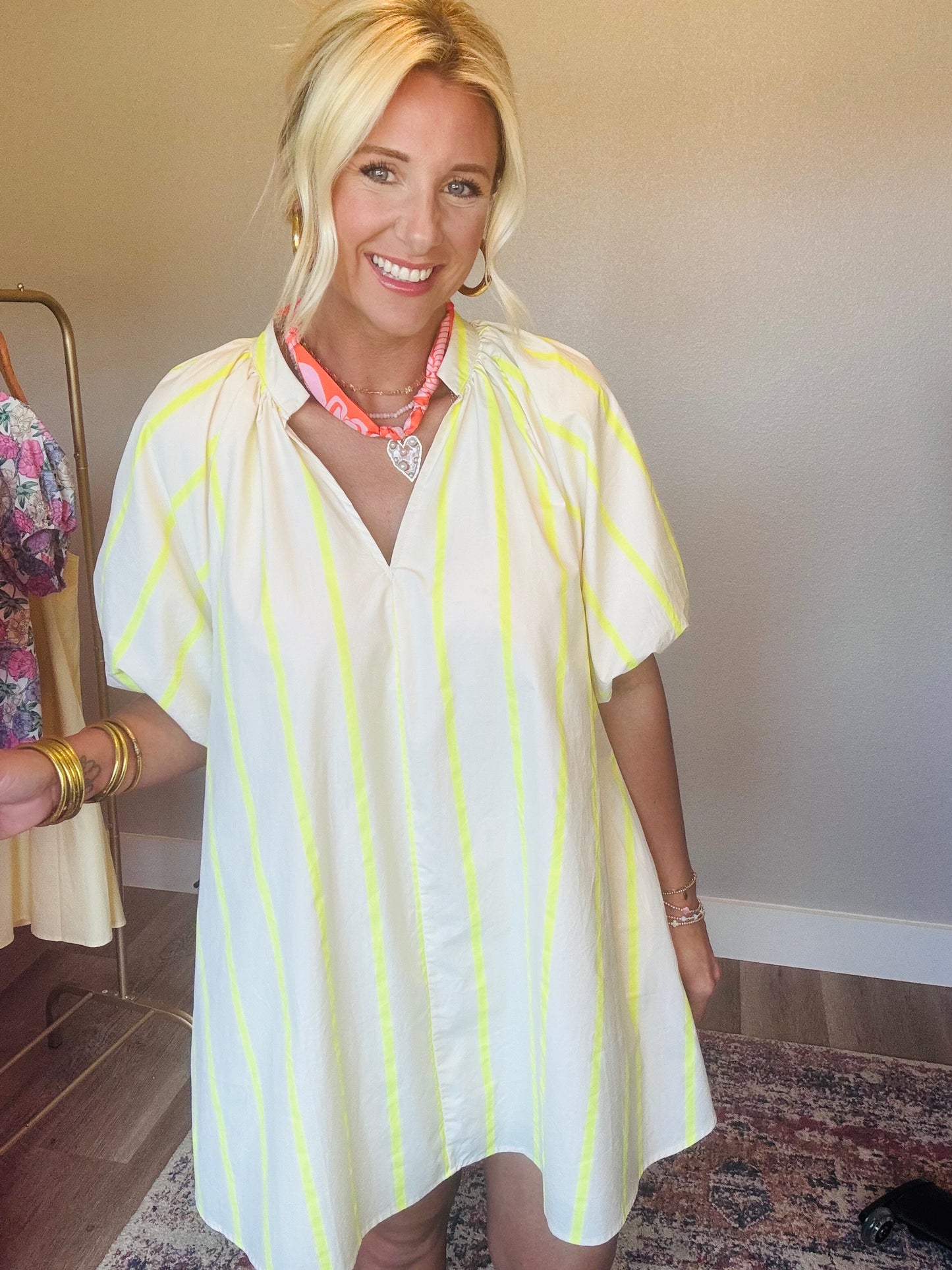 Neon Yellow Striped Mini