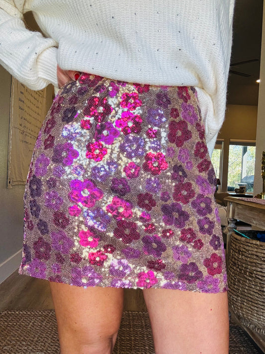 Magenta Sequined Skirt