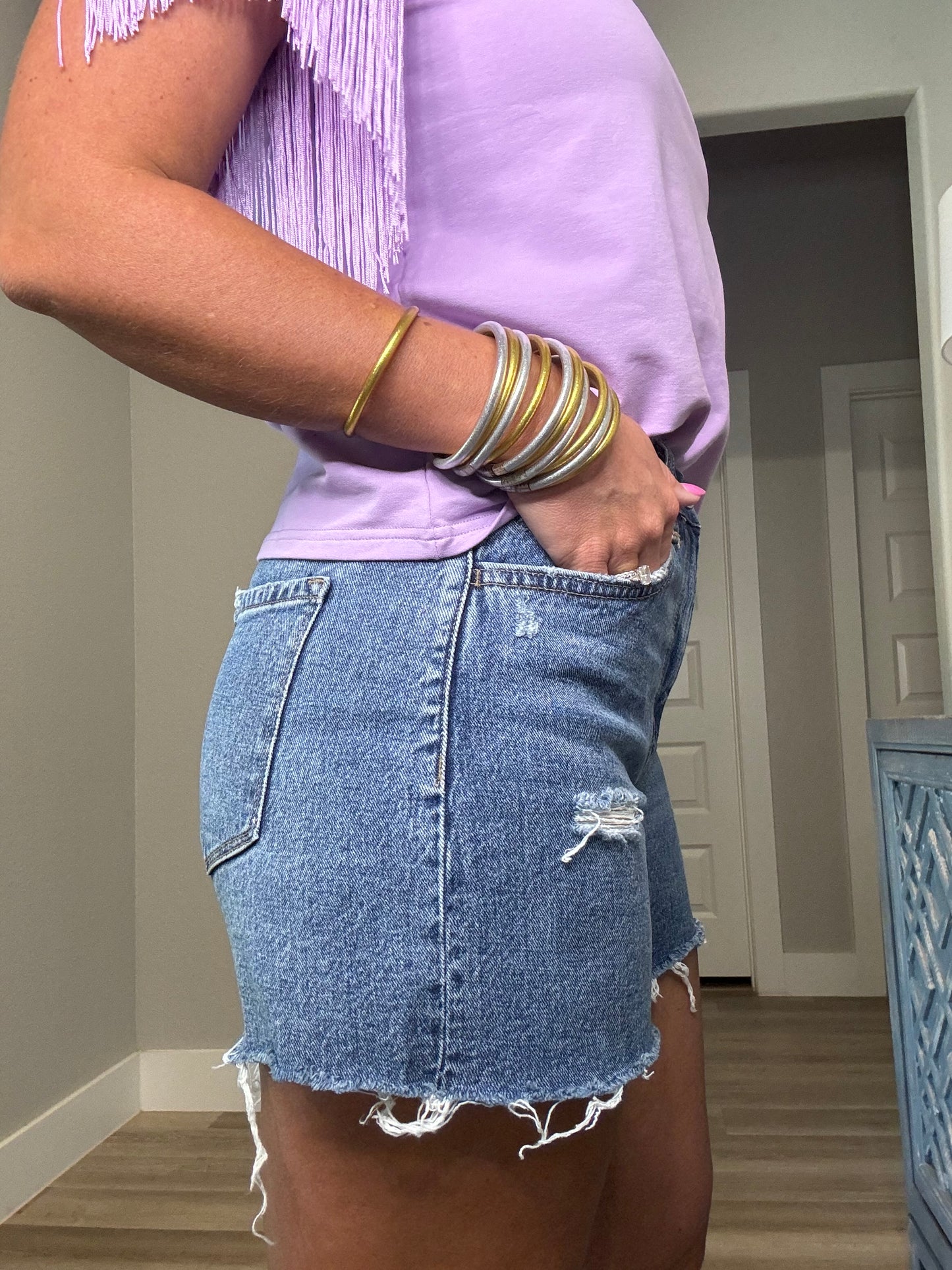 Goodhearted High Rise Denim Shorts