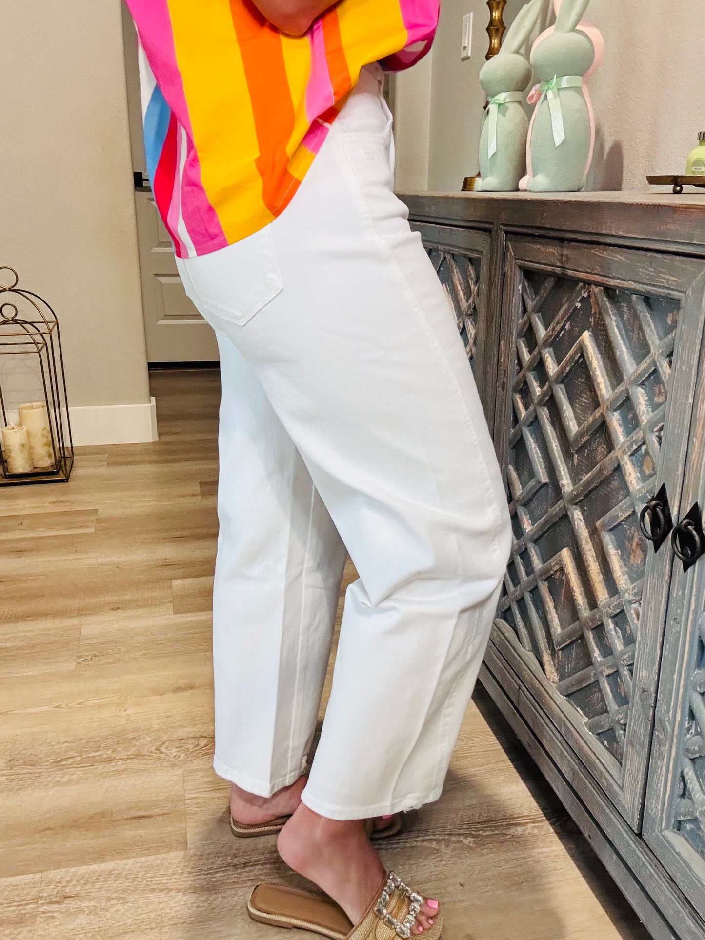 Super High Barrel Jeans-White