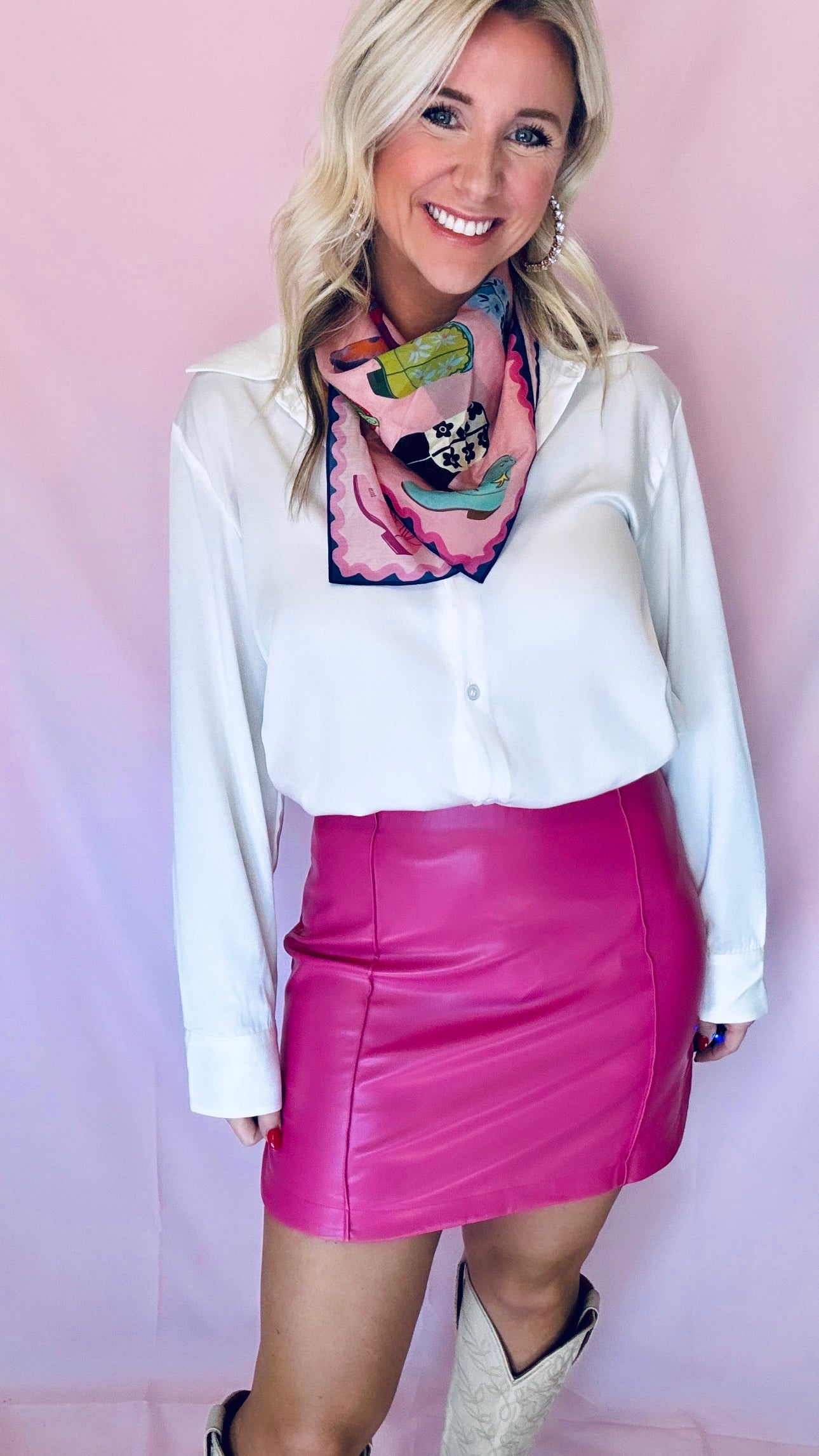 Faux Leather Mini Skirt- Barbie Pink