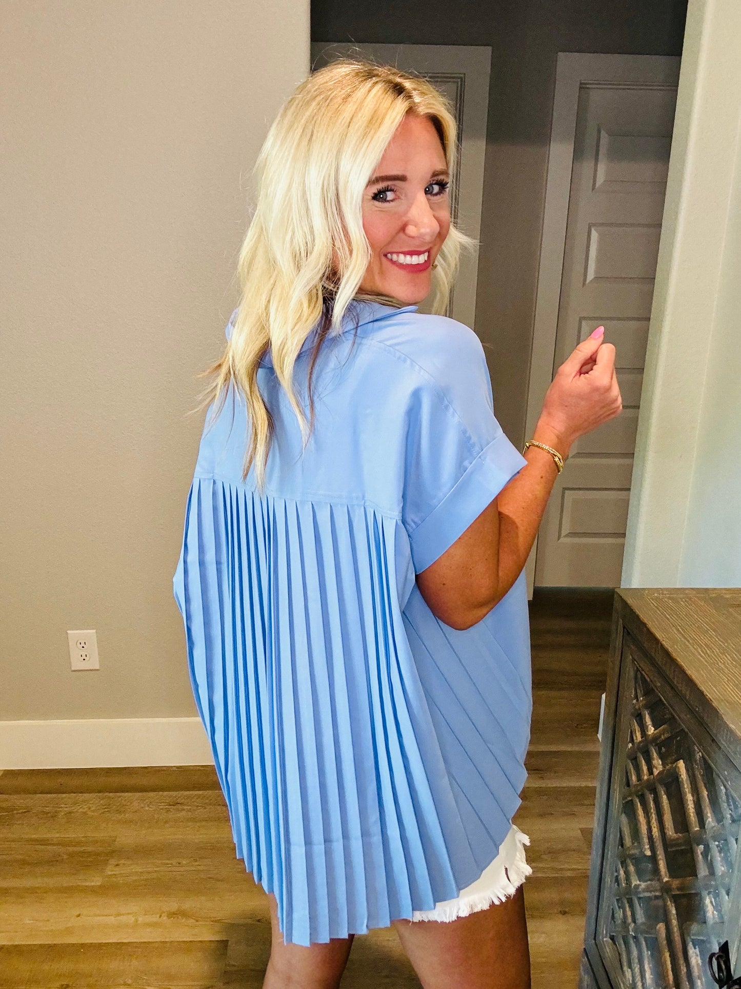 Chambray Pleats Top