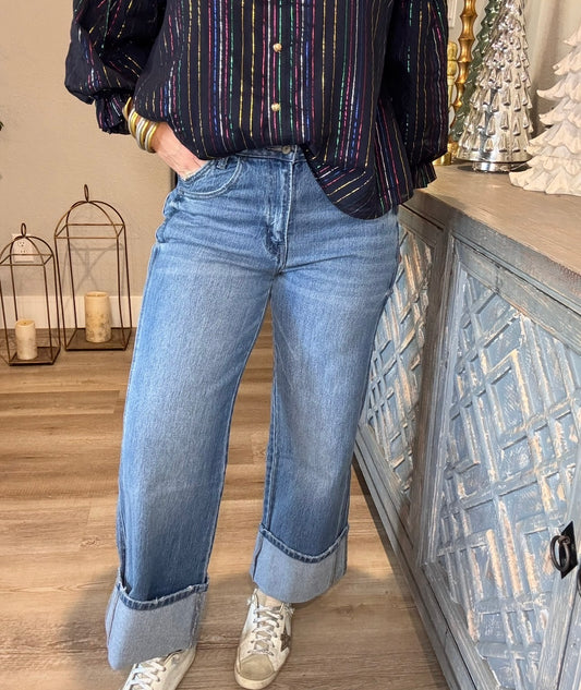 Risen Super High Cuffed Jeans