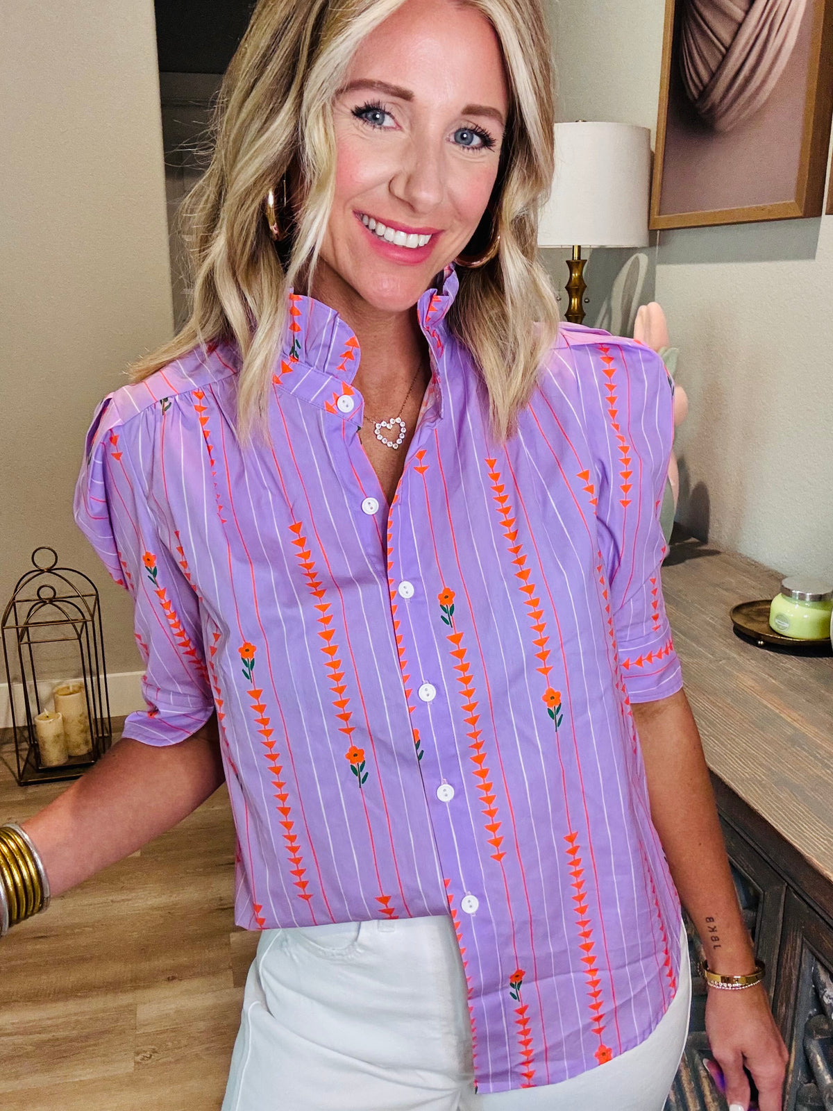 Lavender Bloom Button-Up