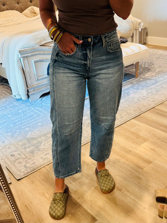 High Rise Vervet Barrel Jeans