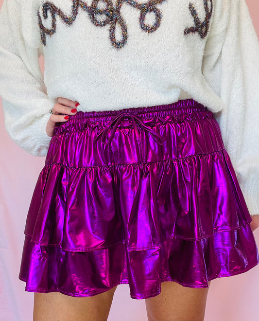 Metallic Skort-Purple