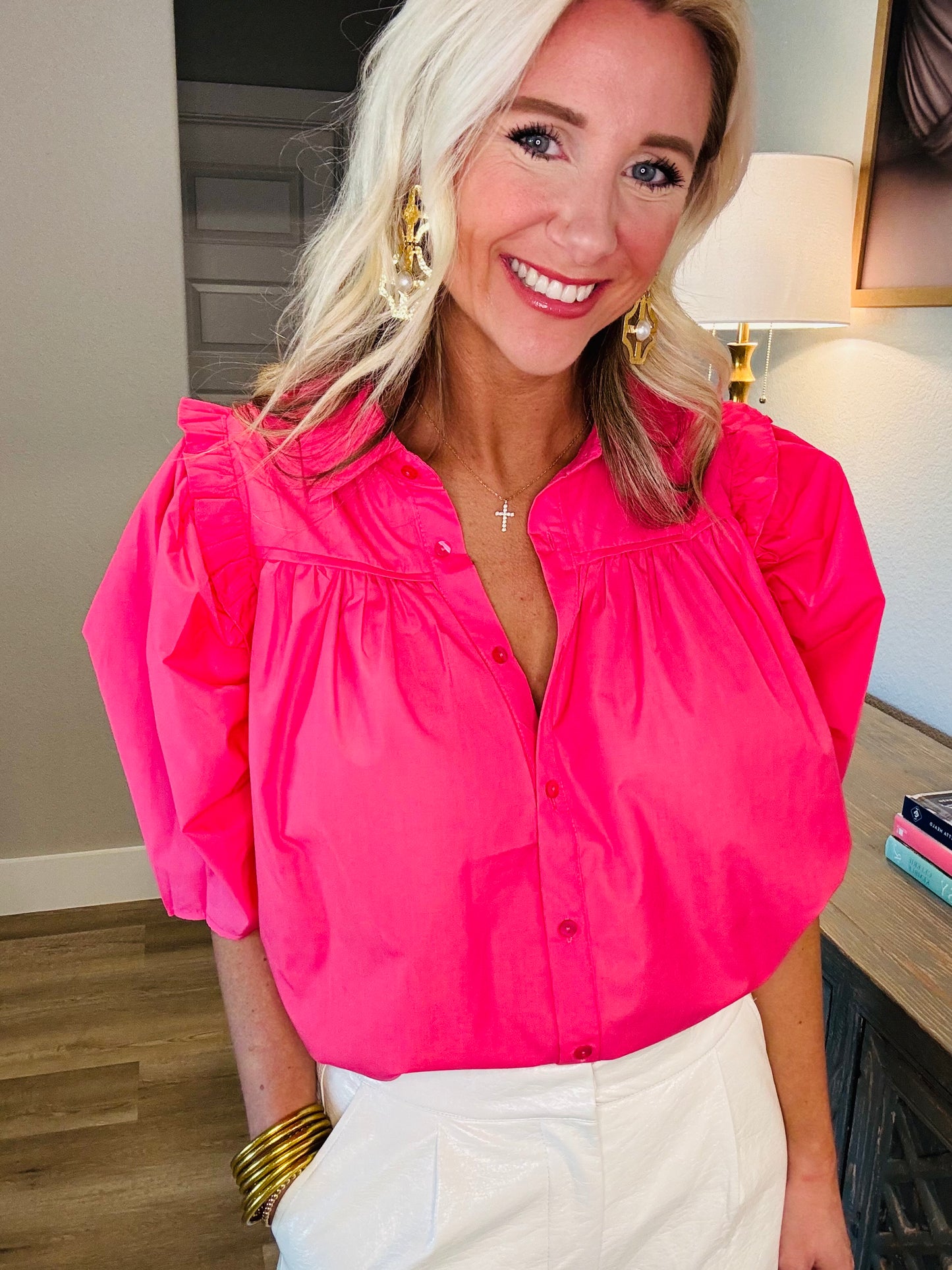 Hot Pink Ruffle Top