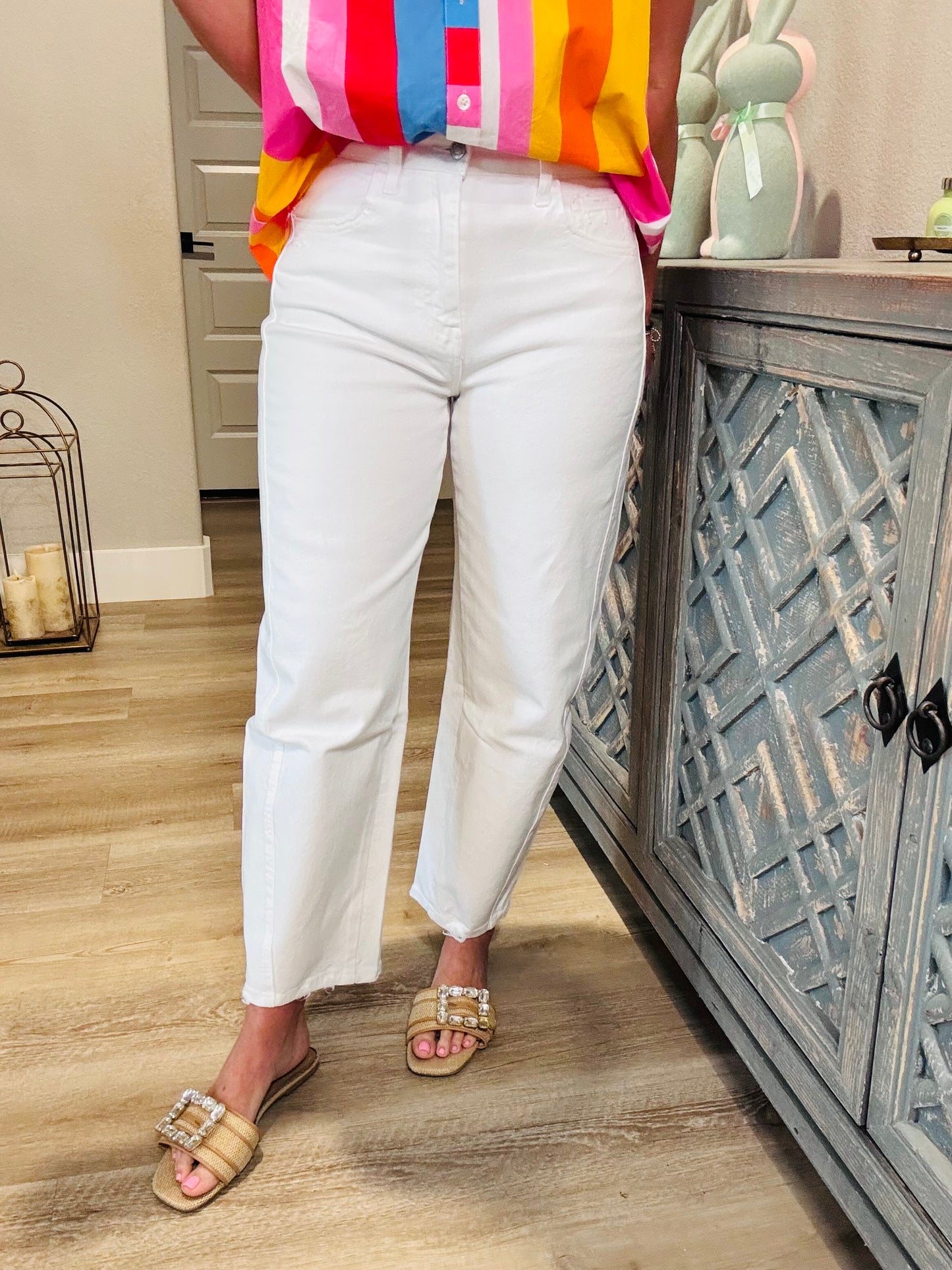 Super High Barrel Jeans-White