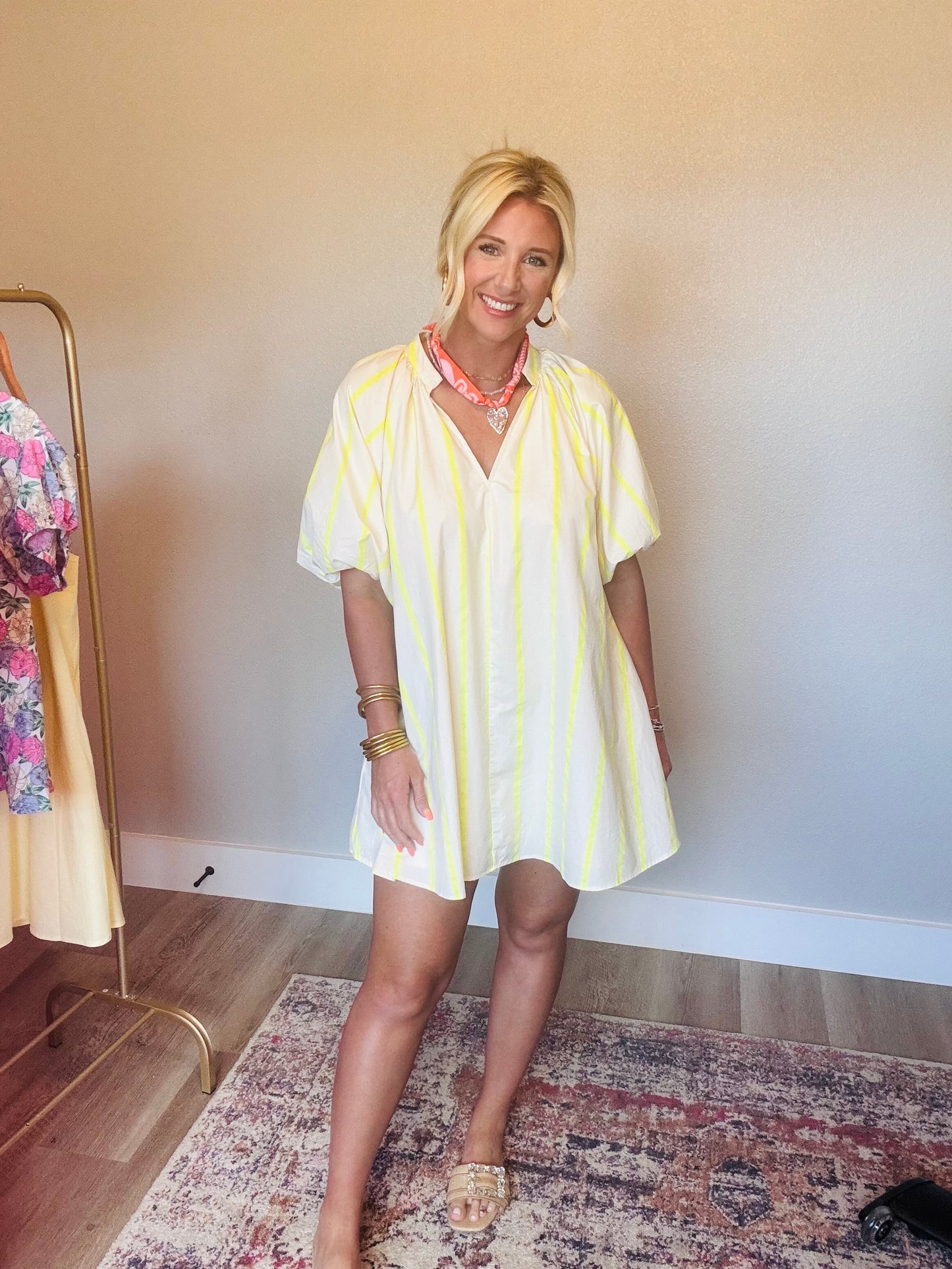 Neon Yellow Striped Mini