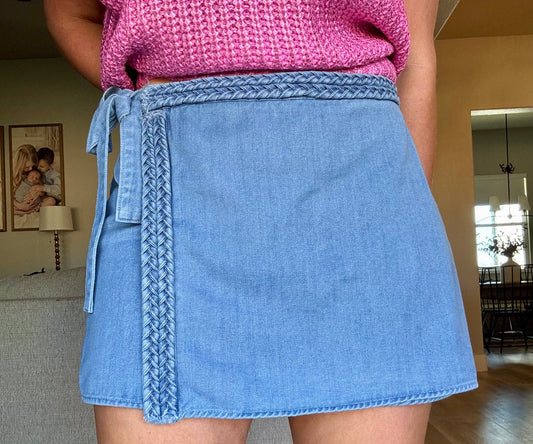 Braided Denim Skort