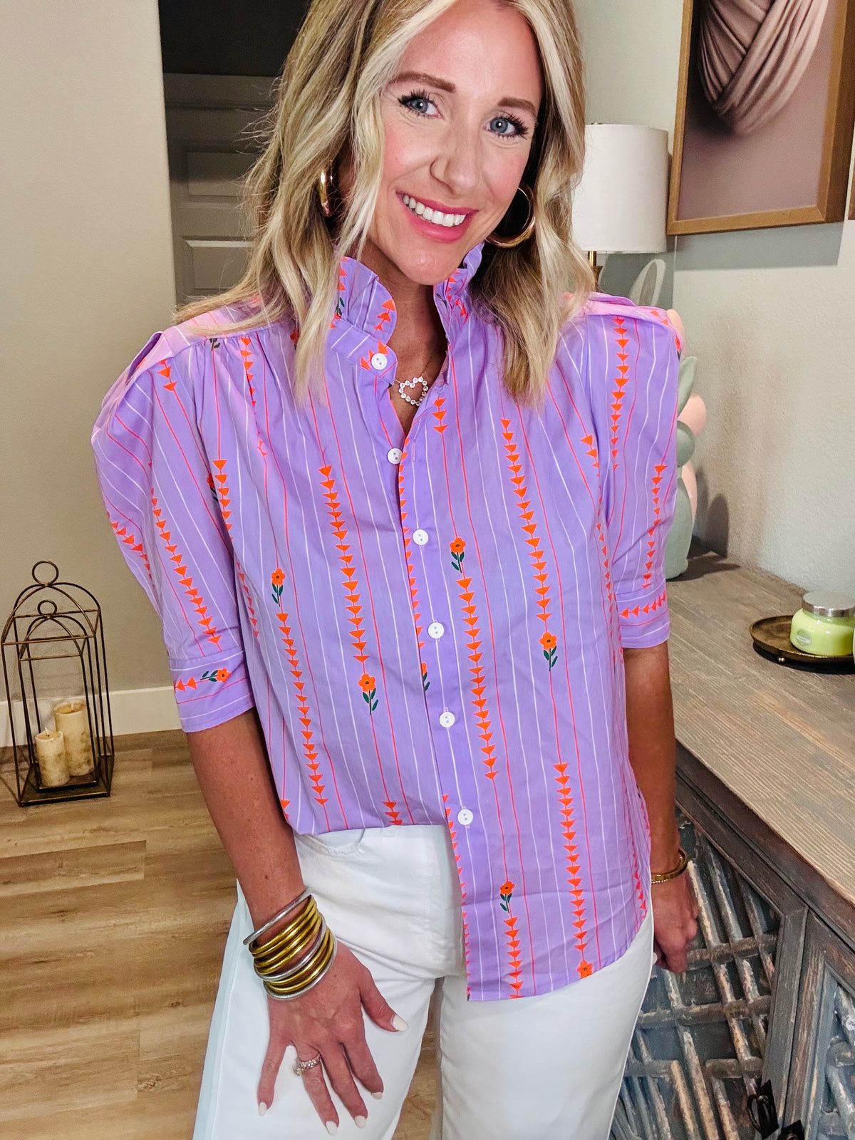 Lavender Bloom Button-Up