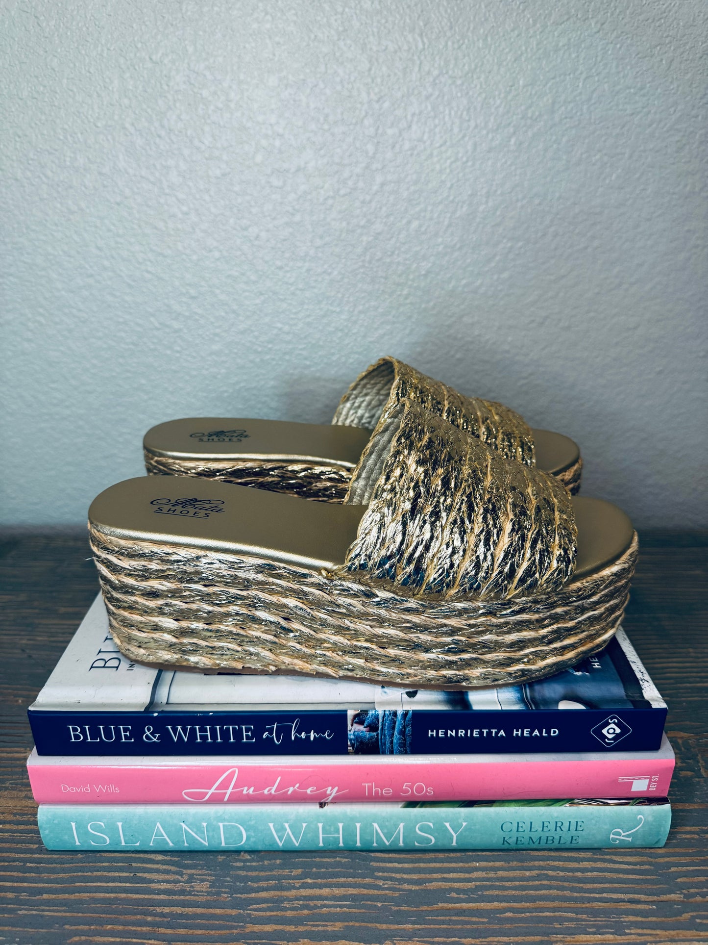 Gold Raffia Wedge